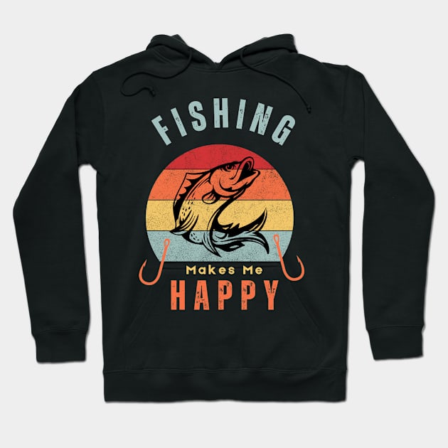 Fishing Makes Me Happy - Retro Style Hoodie by Syntax Wear